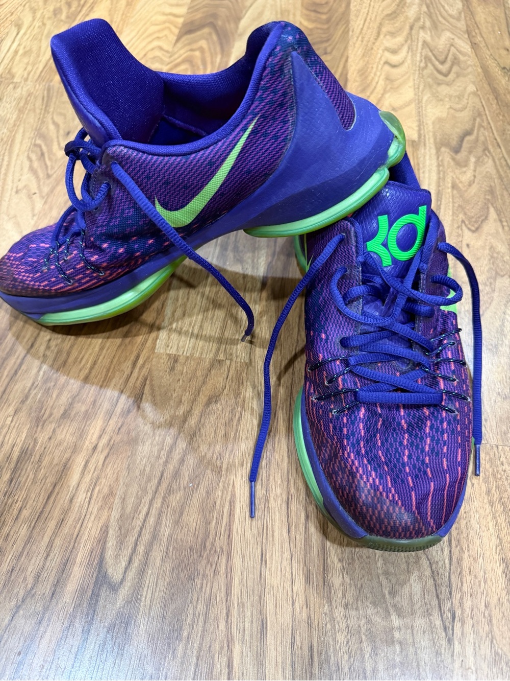 Nike KD 8 GS Suit Purple Green Basketball Shoes 7Y